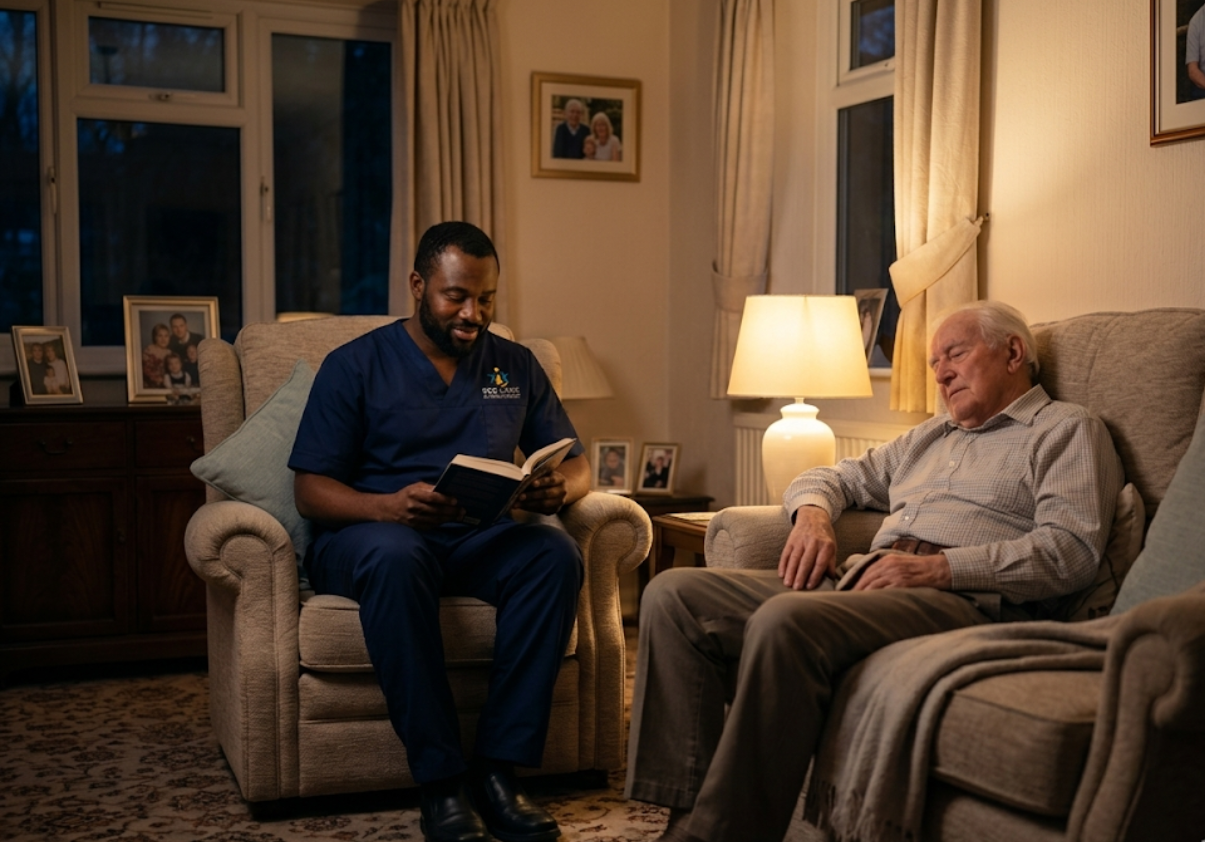 SGE Care live-in carer providing overnight presence for an elderly man in his Essex home
