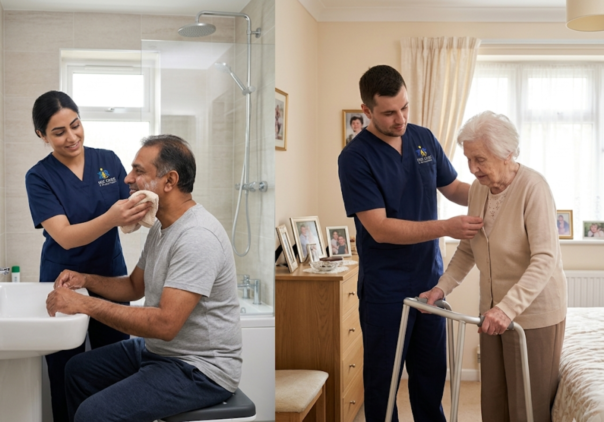 SGE Care workers helping clients with personal care needs across Essex