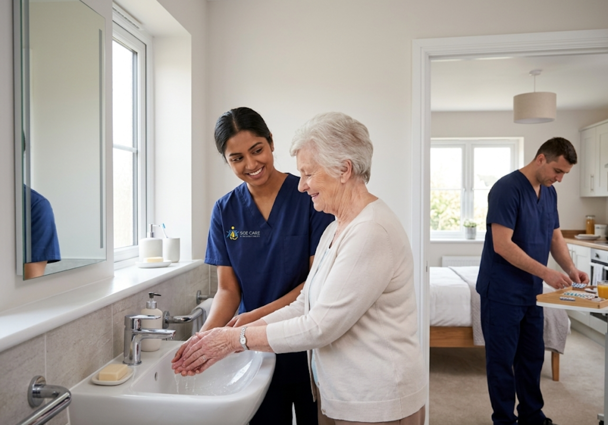 SGE Care respite care workers providing personal care and medication support in an Essex home